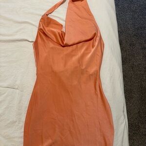 Elegant Orange Halter Dress